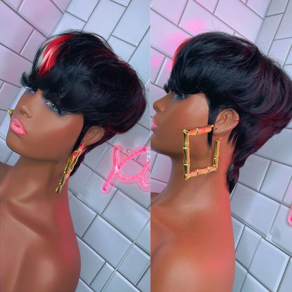 Короткий парик с стрижкой пикси полный машинный бразильские девственные волосы