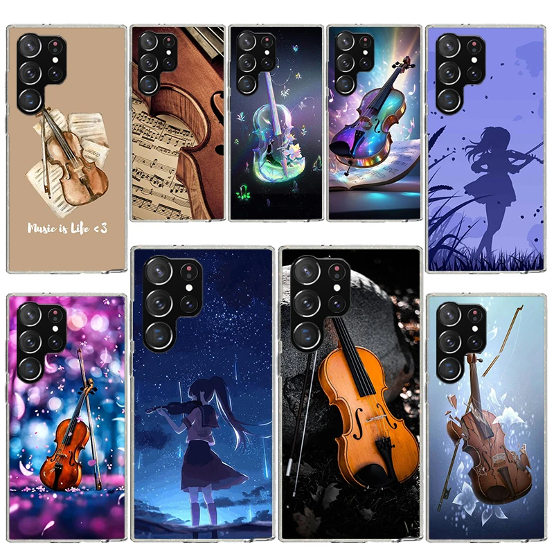 Мягкий силиконовый чехол для телефона с музыкальной скрипкой Samsung Galaxy S24 S23 S22 Ultra