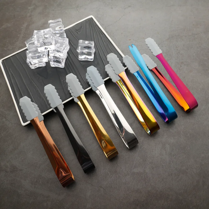 

13cm Ice Tongs Ice Tweezer Stainless Steel Small Tongs Sugar Ice Cube Clip Bread Food Clip Kitchen Gadgets Barbecue Tools