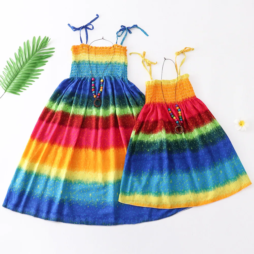

Hiheart летнее платье для мамы и девочек, богемное пляжное платье принцессы, одежда для мамы и дочки, Пляжное Платье, Семейные комплекты