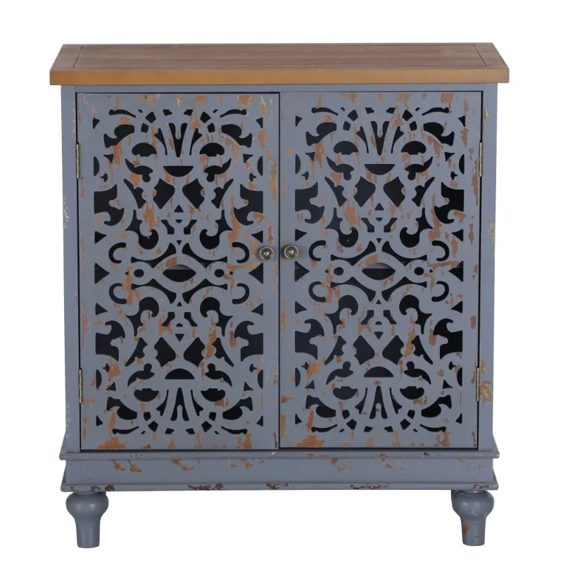 

MF Studio Storage Cabinet with 2 doors, 32" Hollow-carved Accent Cabinet for Kitchen, Living Room, Gray