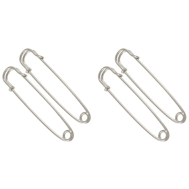 

4X 3.5 Inch Silver Tone Pointed Metal Brooch Large Safety Pin