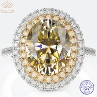 wuiha 925 sterling silver oval 5ct fancy vivid yellow sapphire created moissanite diamonds ring for women men gift drop shipping