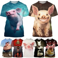 mens t shirt printing animal casual funny cartoon pig harajuku summer fashion round neck short sleeves