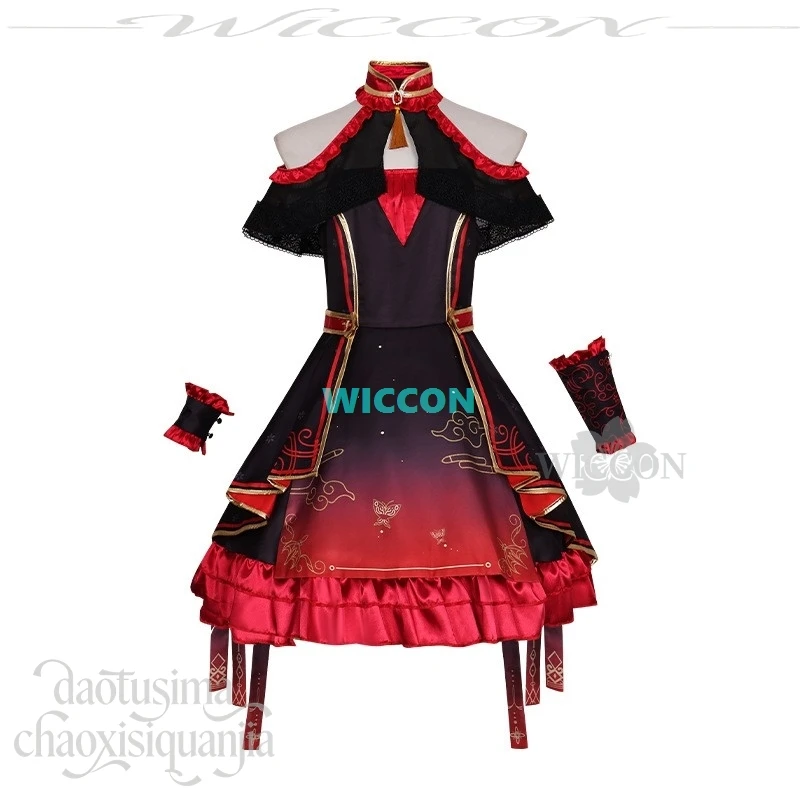 Фото Костюм для косплея Азуасавы Кохане из игры Project Sekai Unaware Drunkard Idol Stage: Китайский стиль, красно-черное платье, готика, лолита №1