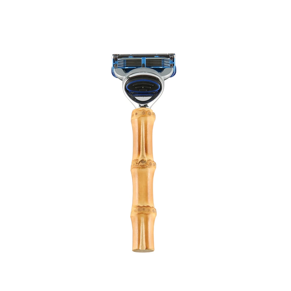 

New Style Retro Vintage Unique Handmade Natural Bamboo Root Wooden Handle 5 Blades Hair Beard Shaving Safety Razor Manual Shaver
