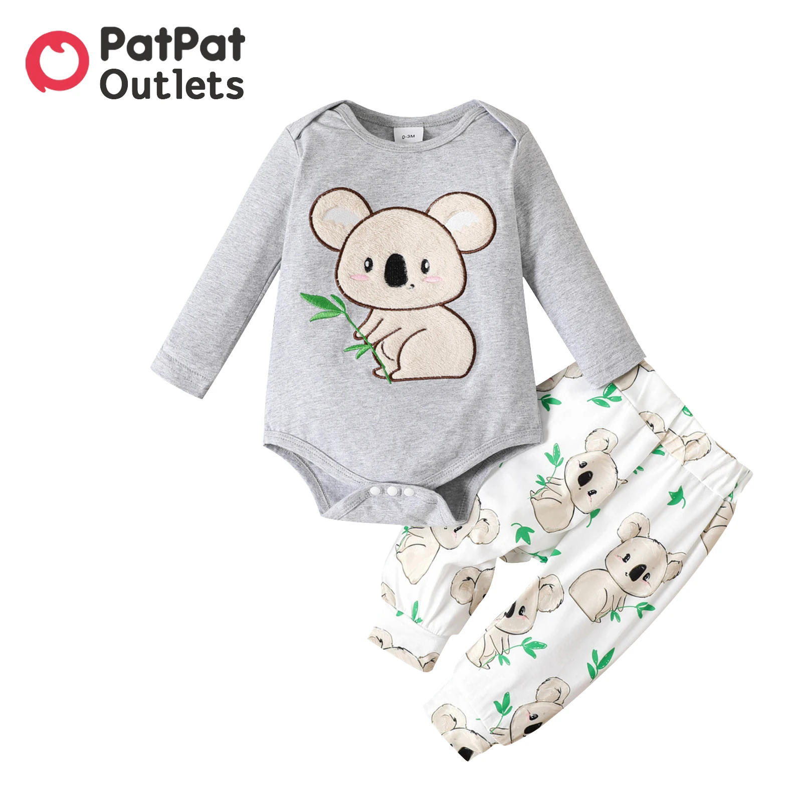 

PatPat Newborn Baby Boy Clothes Jumpsuits New Born Babies Items Costume 95% Cotton Long-sleeve Koala Graphic Romper Pants Set