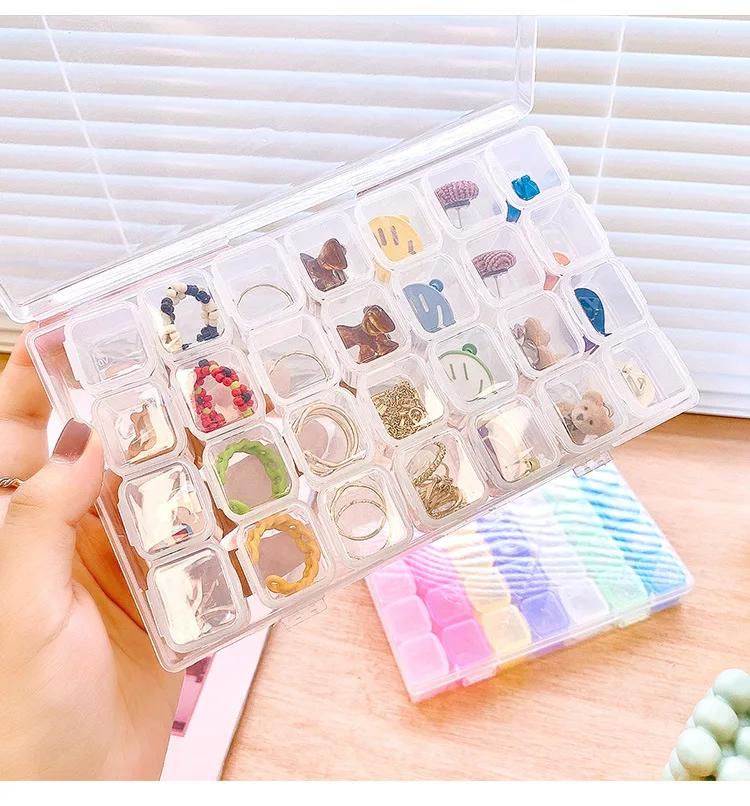 

28 Grids Rainbow DIY Diamond Painting Drill Box Jewelry Box Rhinestone Embroidery Crystal Bead Organizer Storage Case Container