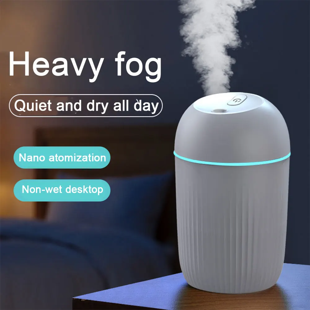 Colorful Night Light with 400Ml Large Capacity Silent Air Humidifier Usb Plug Aroma Diffuser Desktop Table Lamp Home Decor