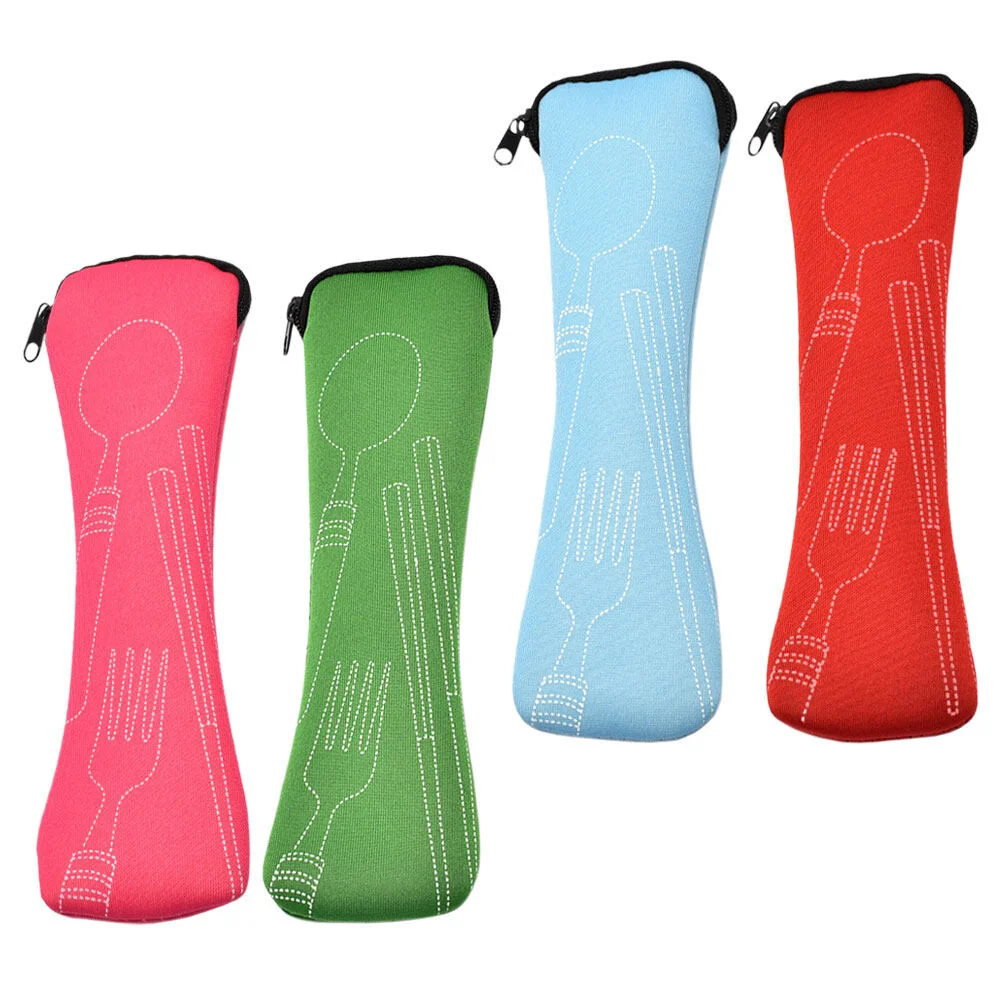 

4 Pcs Stainless Steel Serving Utensils Utensil Case Cutlery Accessory Simple Tableware Tote Outdoor Diving Cloth Convenient