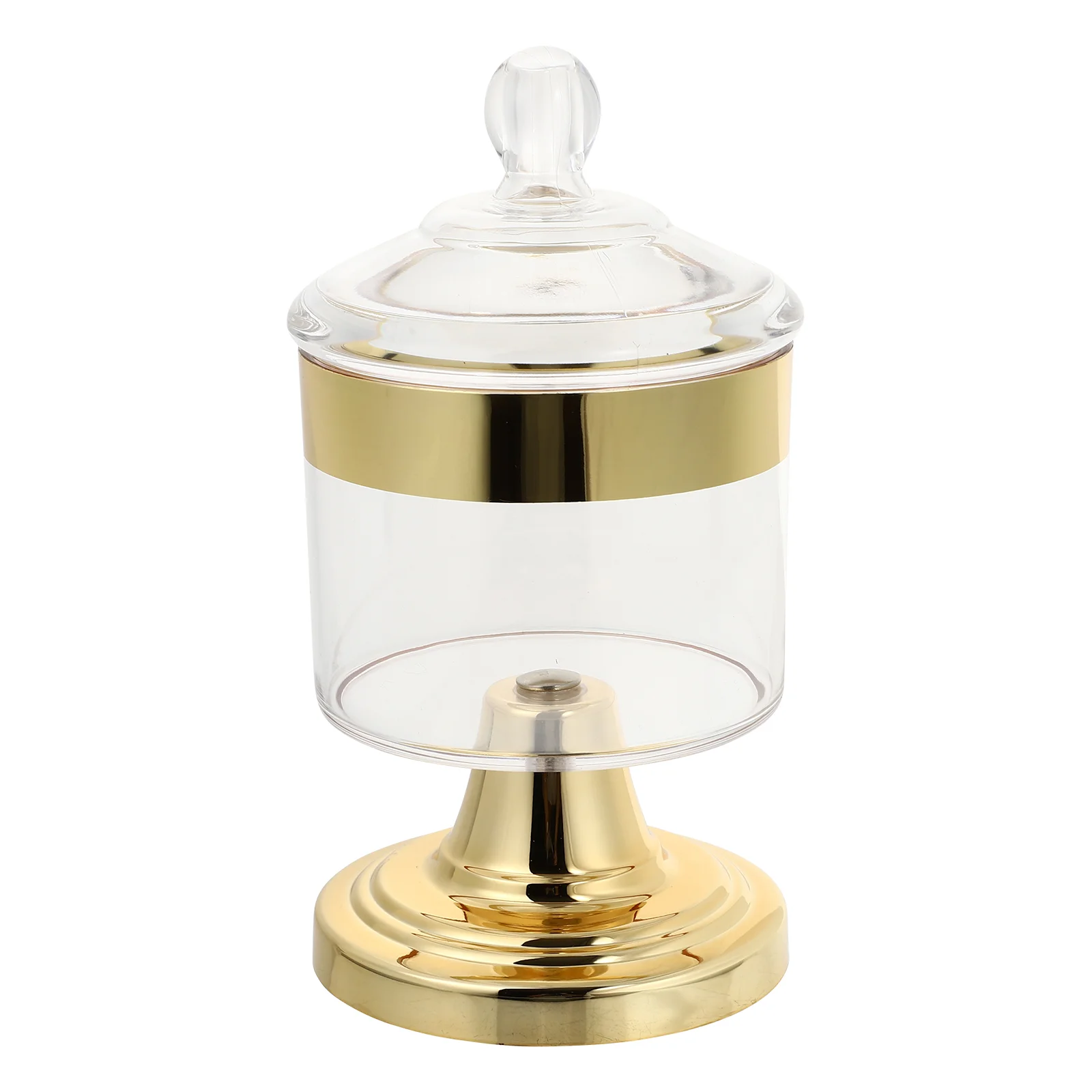 

Go Food Containers Lids Candy Jar Transparent Snack Holder Sealed Lidded Plate 24.5x13.7cm Storage Home Golden Acrylic Bottle