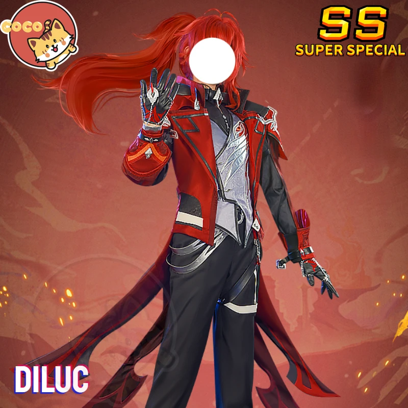 

CoCos-SS Game Genshin Impact Red Dead of Night Diluc Cosplay Costume Game Diluc New Outfits Cosplay Red Dead of Night Costume