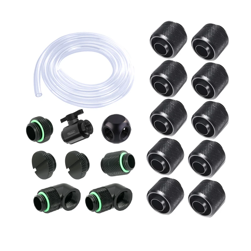Boom Fitting Kit use for Soft Pipe Hand Compression Connector Joint +  Hose Tube + Switch Water Cooling Accessories Fitting