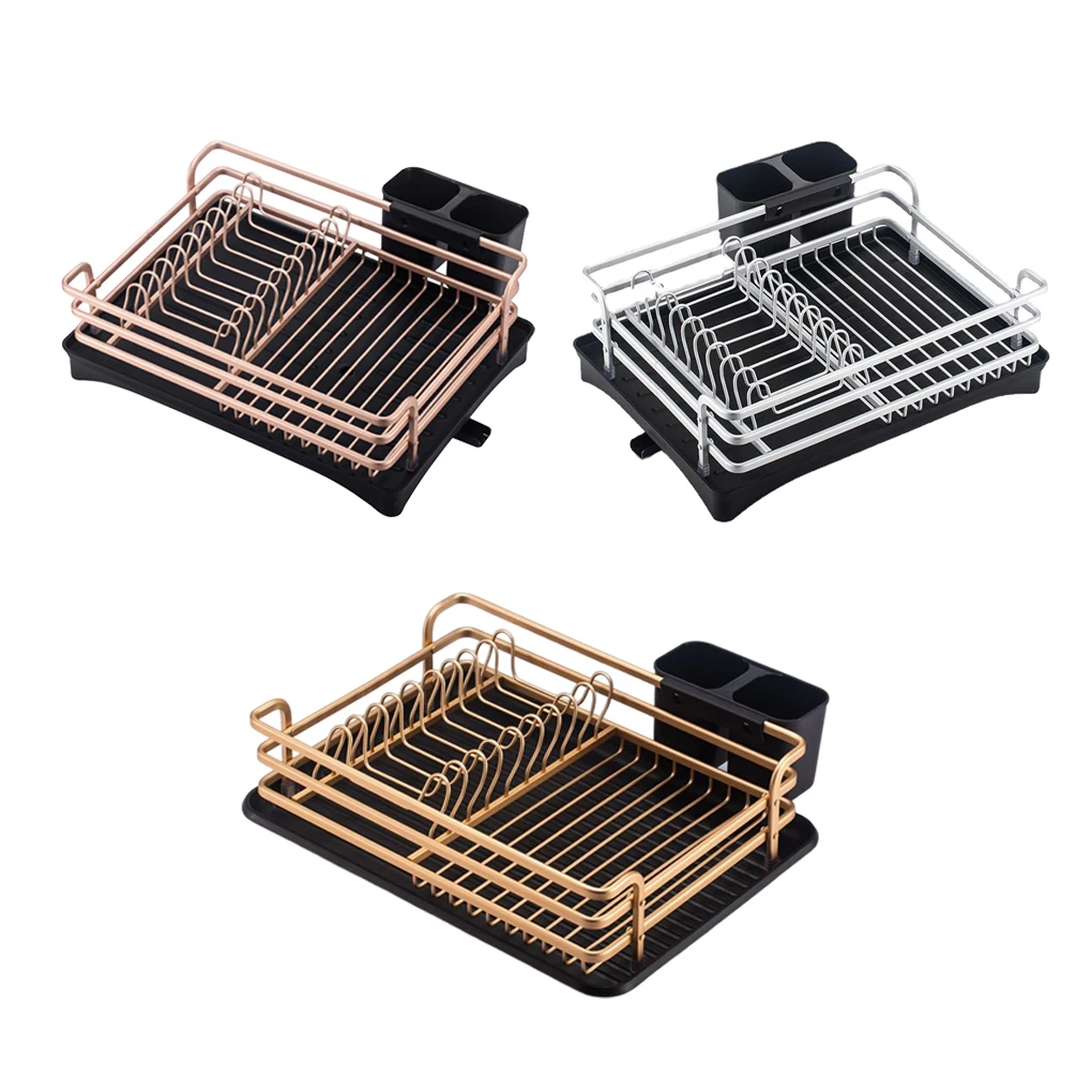 

Алюминиевая Подставка для посуды, кухонный органайзер для сушки палочек и вилок, Отсоединяемый держатель, золотистый