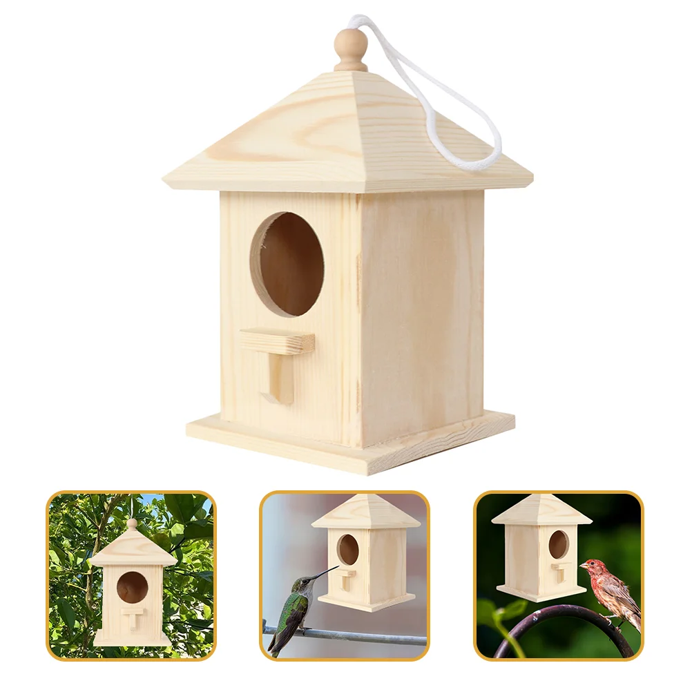

Bird House Wooden Hanging Wood Nesting Box Birdhouse Garden Birds Outdoor Bluebird Place Resting Shelter Home Pet Houses Parrot