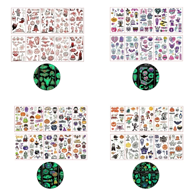 

10 Sheet Glowing Scary Specter Pumpkin Stickers for Body Arm Cool Stickers Dropship
