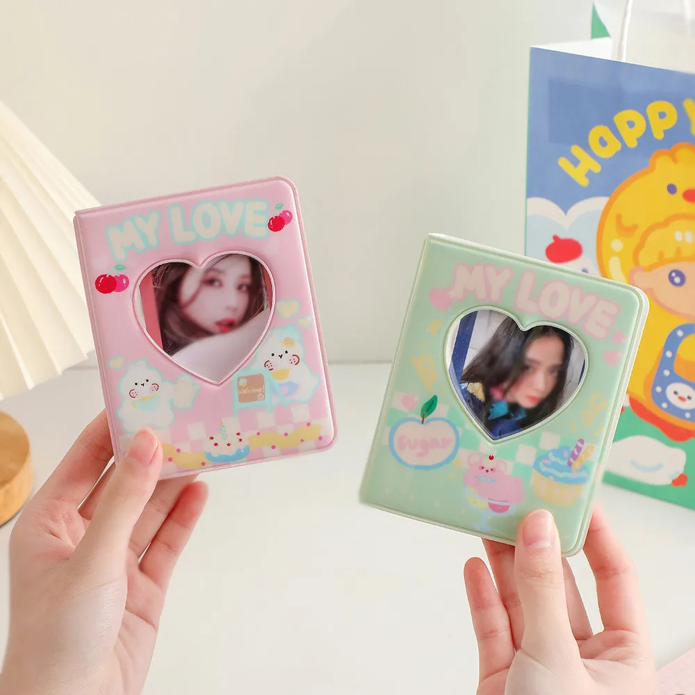 

Kawaii Bear photo album 3 Inch 40 Pockets Love Heart Hollow Kpop Card Binder Name Card Book Photo Album Card Photocard ID Holder