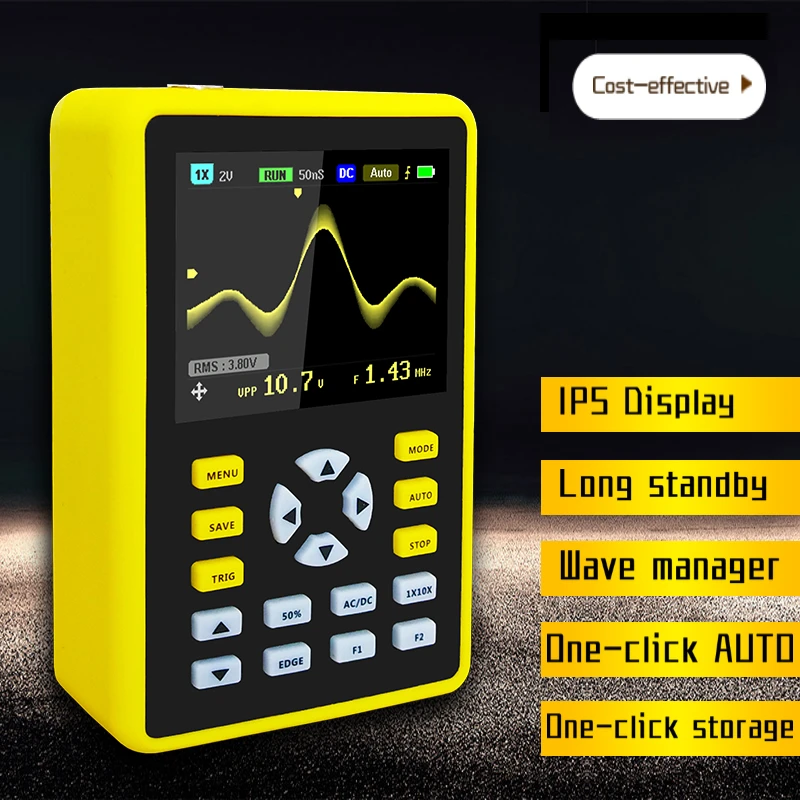

New Arrival!2.4-inch Screen Digital Oscilloscope 500MS/s Sampling Rate 100MHz Analog Bandwidth Support Waveform Storage