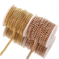 1 meter stainless steel gold color cuban chain in bulk for diy jewelry making hiphop necklace findings punk bracelet accessories