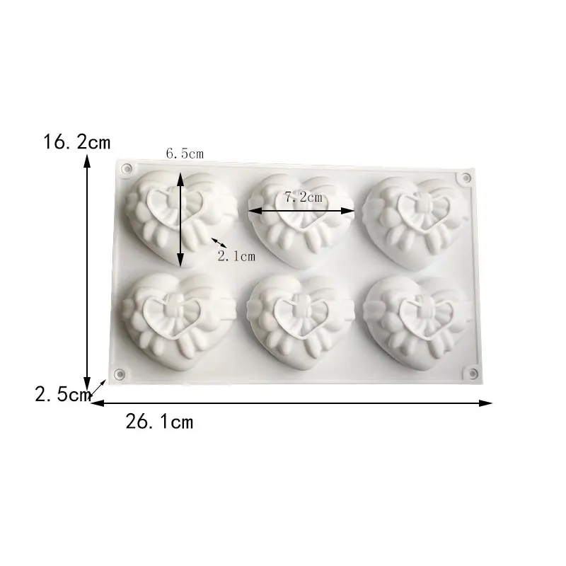 6-полая силиконовая форма для торта с бантом в форме сердца мороженого