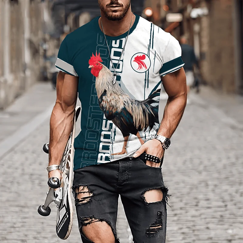 

Летняя мужская футболка с 3D-принтом петуха, модная детская футболка, популярная футболка, одежда с коротким рукавом, оверсайз, женская футбо...