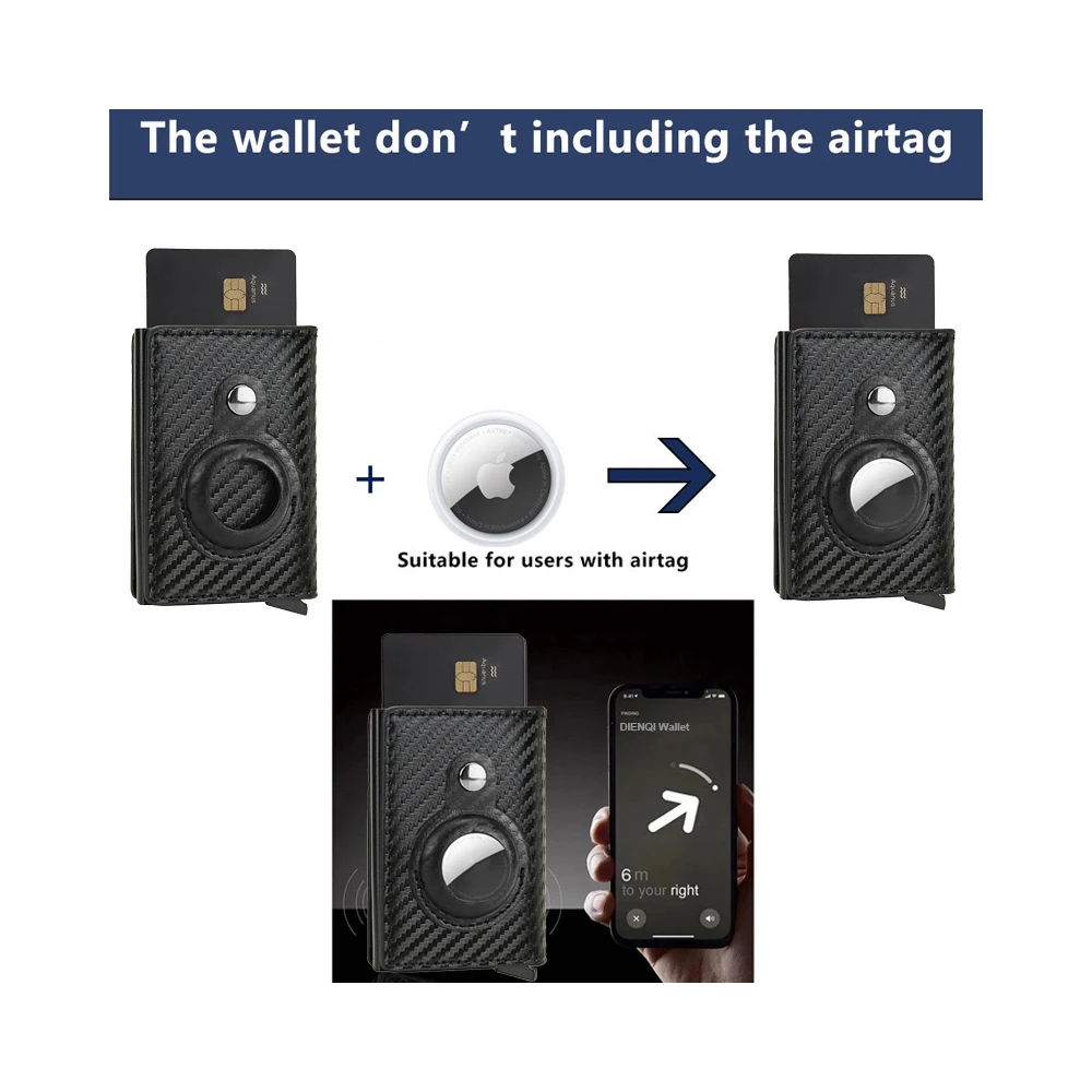 For Apple Airtag Card Holder Wallet Cover Men Carbon Fiber ID Credit Card Holder Rfid Slim Airtag Slide Wallet Cardholder Purse