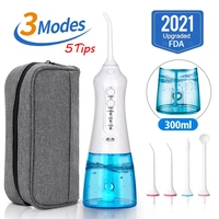 3 modes portable oral irrigator cordless dental flosser usb rechargeable 5 nozzles water jet floss tooth pick 300ml