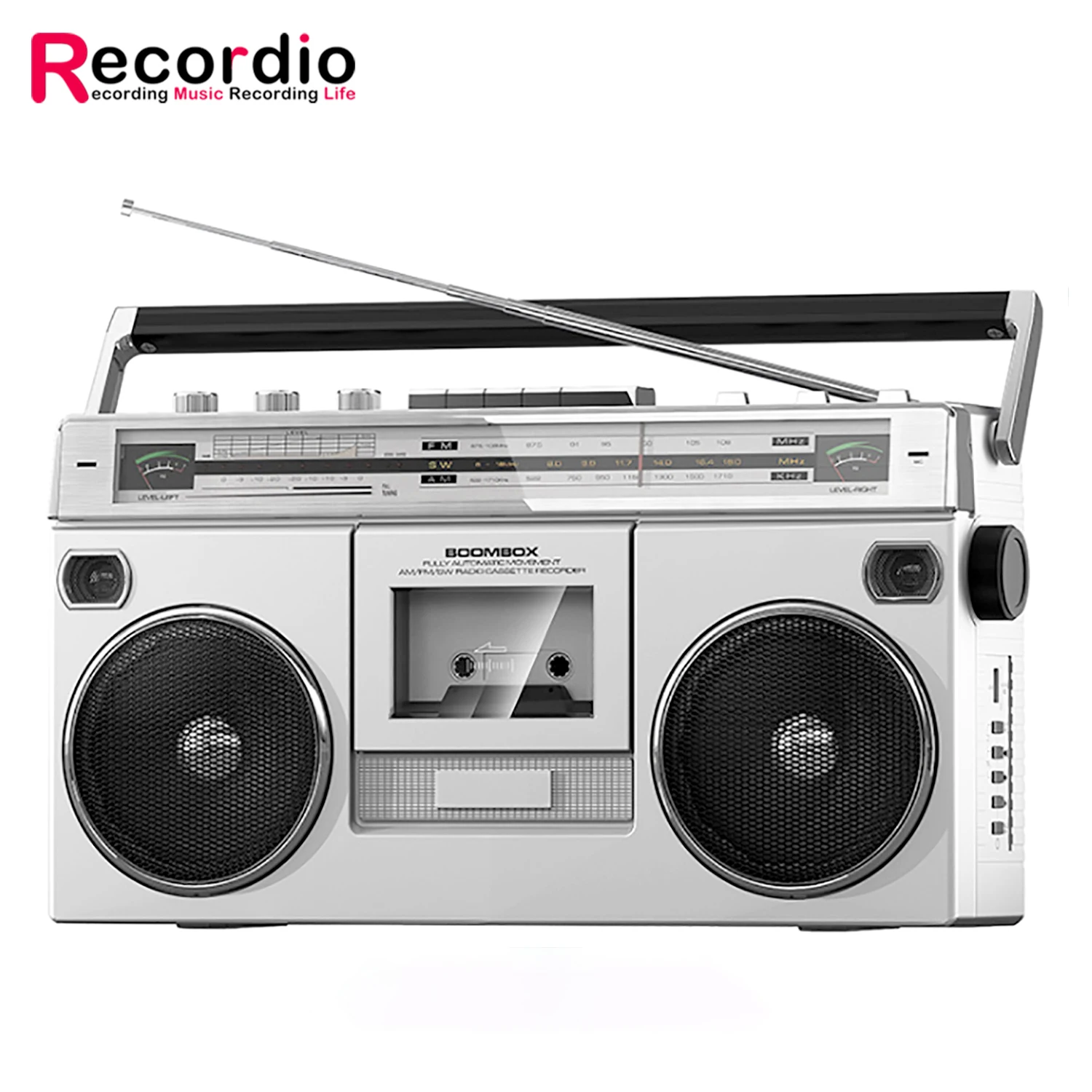 Old-fashioned Nostalgic 80s Retro Stereo Cassette Recorder Radio For Listening Music