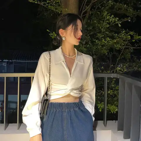 Women's V-neck Design Short Shirt Blusas Clothes for Women Tops Shirts Blouses