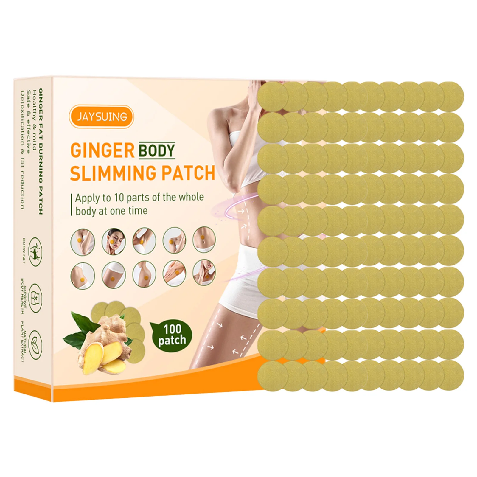

Ginger Patches For Weight Loss 100pcs Ginger Fat-Burning Patch Natural Slimming Stickers Slimming Navel Patch Body Slimming Fat