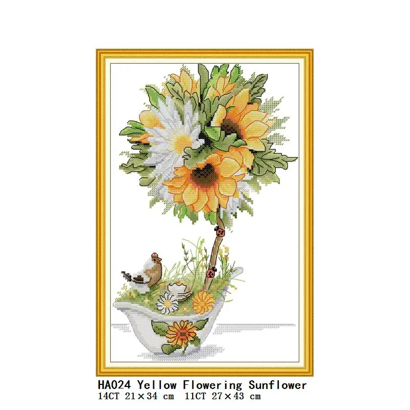 

Sunflowers And Animals Patterns Counted DIY 11CT 14CT Stamped DMC Cross Stitch Set Embroidery Kits Needlework Home Deco Crafts