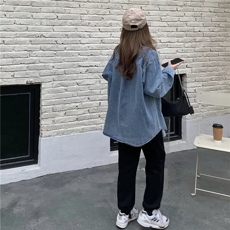 

Spring Autumn Korean Style Loose Long Sleeve Casual Denim Shirt Clothes Y2k Women Clothing Trends 2023 Ladies Tops Blouse Female