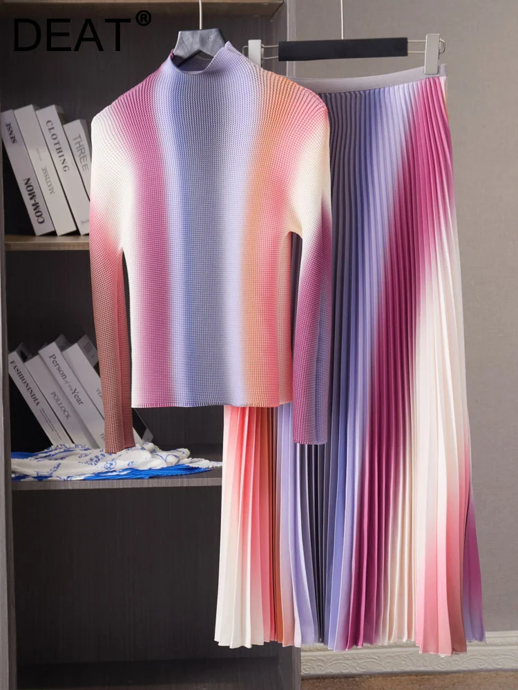 Женская плиссированная юбка-трапеция DEAT элегантная Повседневная трапециевидная