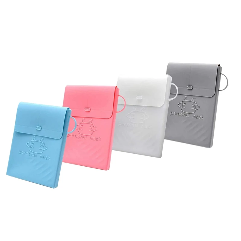

4 Pcs Silicone Mask Storage Case Organizer Reusable Mouth Cover Keeper Folder, Portable Face Cover Storage Clip Storage
