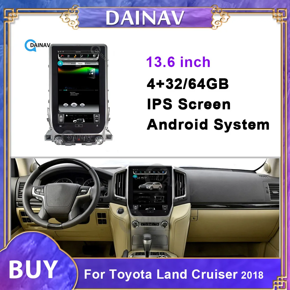 

13.6 inch HD screen Car Multimedia DVD Player For-TOYOTA Land Cruiser 2018 Telsa Style Car Stereo Radio GPS Navigation