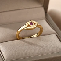 zircon mouth open rings for women gold color stainless steel female engagement wedding ring jewelry 2022 birthday gift