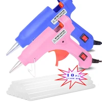 mini hot glue gun with 10 pcs 7100mm premium glue sticks for crafts school diy arts home quick repairs 20w blue