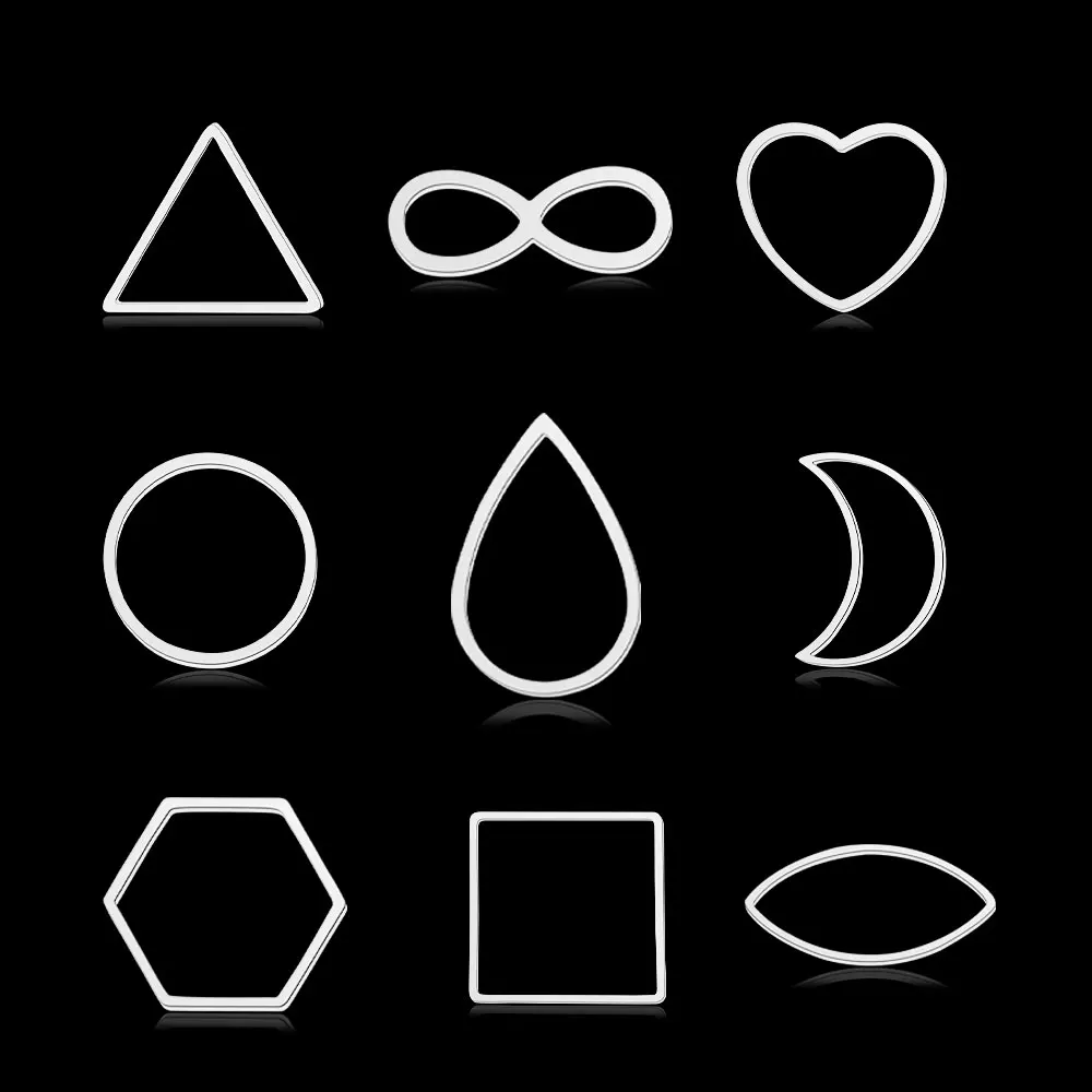 

20Pcs/Lot Stainless Steel Hollow Geometric Square Circle Triangle Charms DIY Minimalist Jewelry Connector Pendant