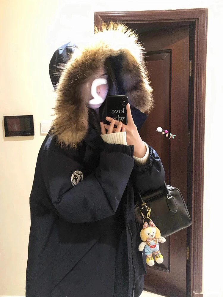 Темно-синий пуховик-карго Parker одежда на хлопковой подкладке женская зимняя