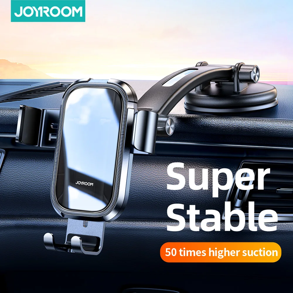 

Joyroom Universal Phone Holder Curved Rod Phone Holder In Car Low Noise Gravity Car Holder For Phone For 4.7-6.7” Phone Stable