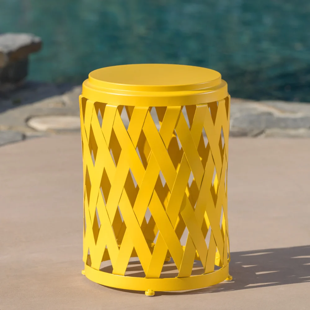 

Serenity Outdoor 12 Inch Diameter Matte Iron Side Table, Yellow