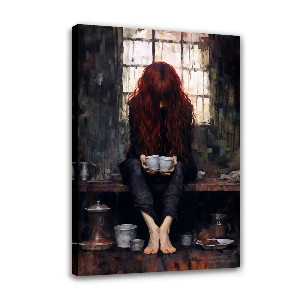 

Forbeauty Lonely Girl Spray Printing Canvas Painting Waterproof And Block Wall Art Oil Paintings Poster For Home Decor