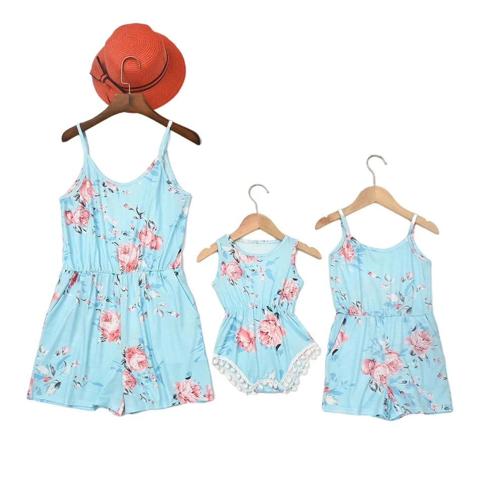 Летняя одежда для мамы и меня комбинезон с открытой спиной девочек Пляжное