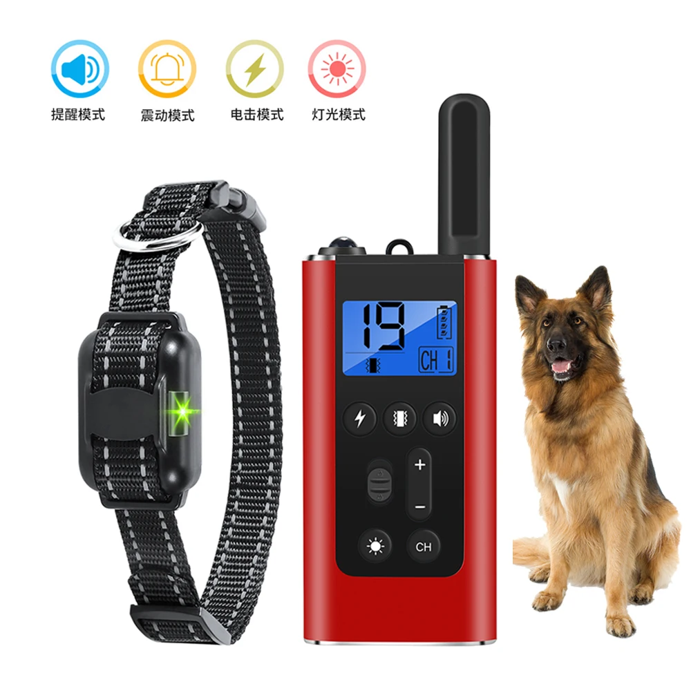 

Electric Dog Training Collar 800m Pet Training Collars Stop Barking Waterproof Rechargeable for All Size Shock Vibration Sound