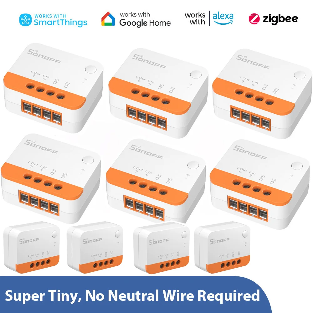 Фото Умный выключатель SONOFF Zigbee1-8 PCS ZBMINI-L2 DIY: модуль управления без нейтрального провода, совместим с Alexa, Google, Алиса Смарт №4