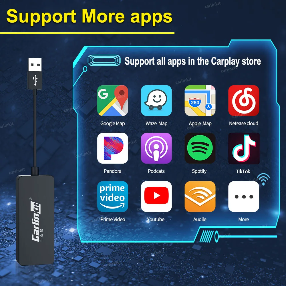 Carlinkit Carplay Dongle USB Android Auto для переоборудования радиоэкрана SmartLink Mirrorlink Box Ariplay Music Siri Carplay2air включен.
