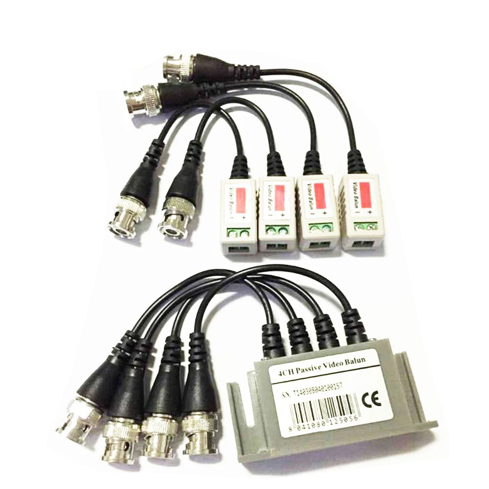 4Ch Passive Video Balun BNC Cable Transceiver to UTP Cat5 for cctv Camera System Video Balun Twisted Passive Transceivers UTP