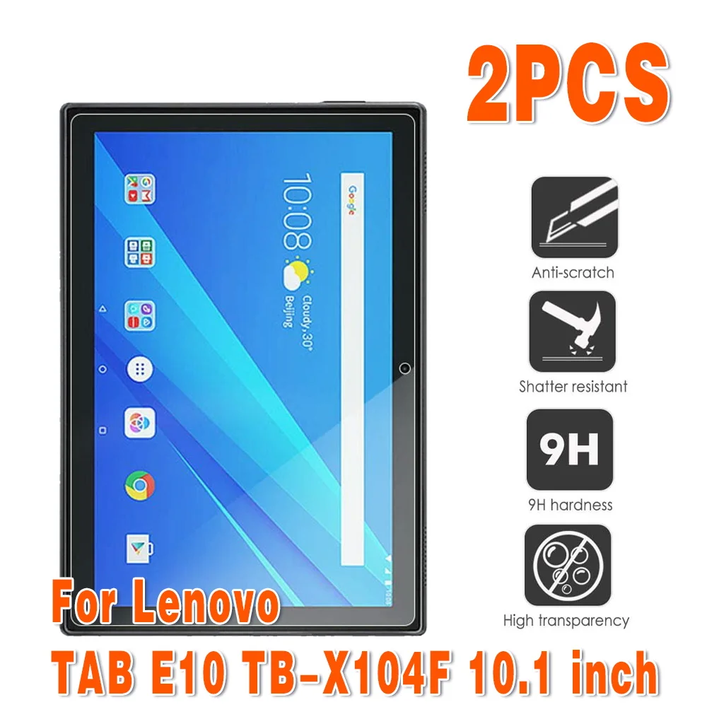 

2Pcs Tempered Glass Film for Lenovo TAB E10 TB-X104F 10.1 Inch 2.5D Full Cover Anti-Scratch 9H Protective Screen Protector Film