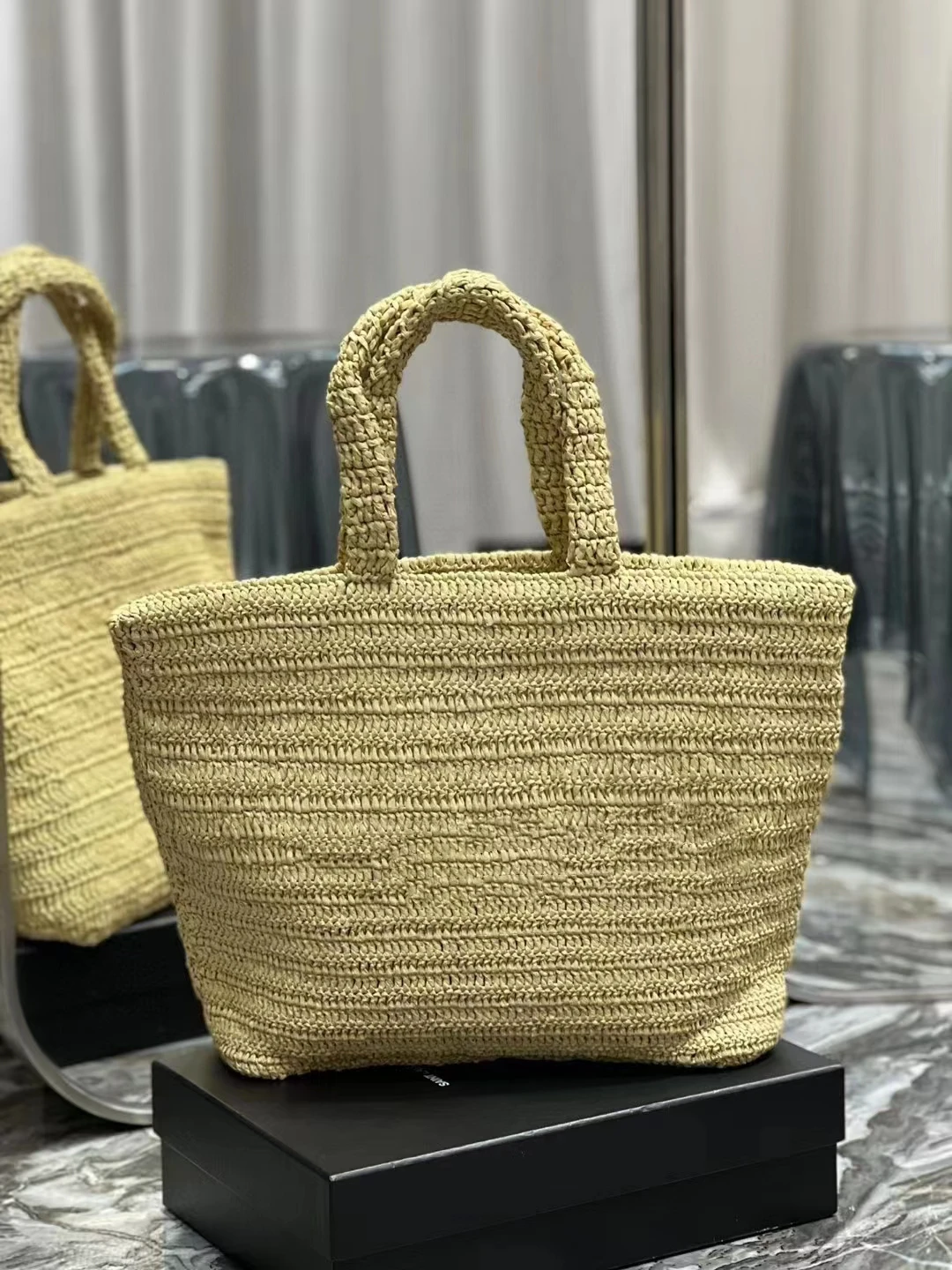 

2022 newest luxury rive gauche tote bag ruffia woven shopping bag beach bags inclined shoulder casual bag