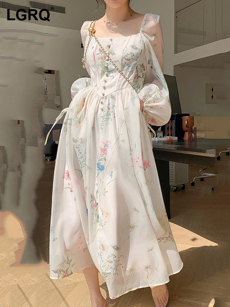 

Женское облегающее платье с пышными рукавами, с принтом